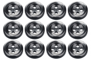 Pack of 12 Smoke Grey 18L 11mm Buttons for Shirts